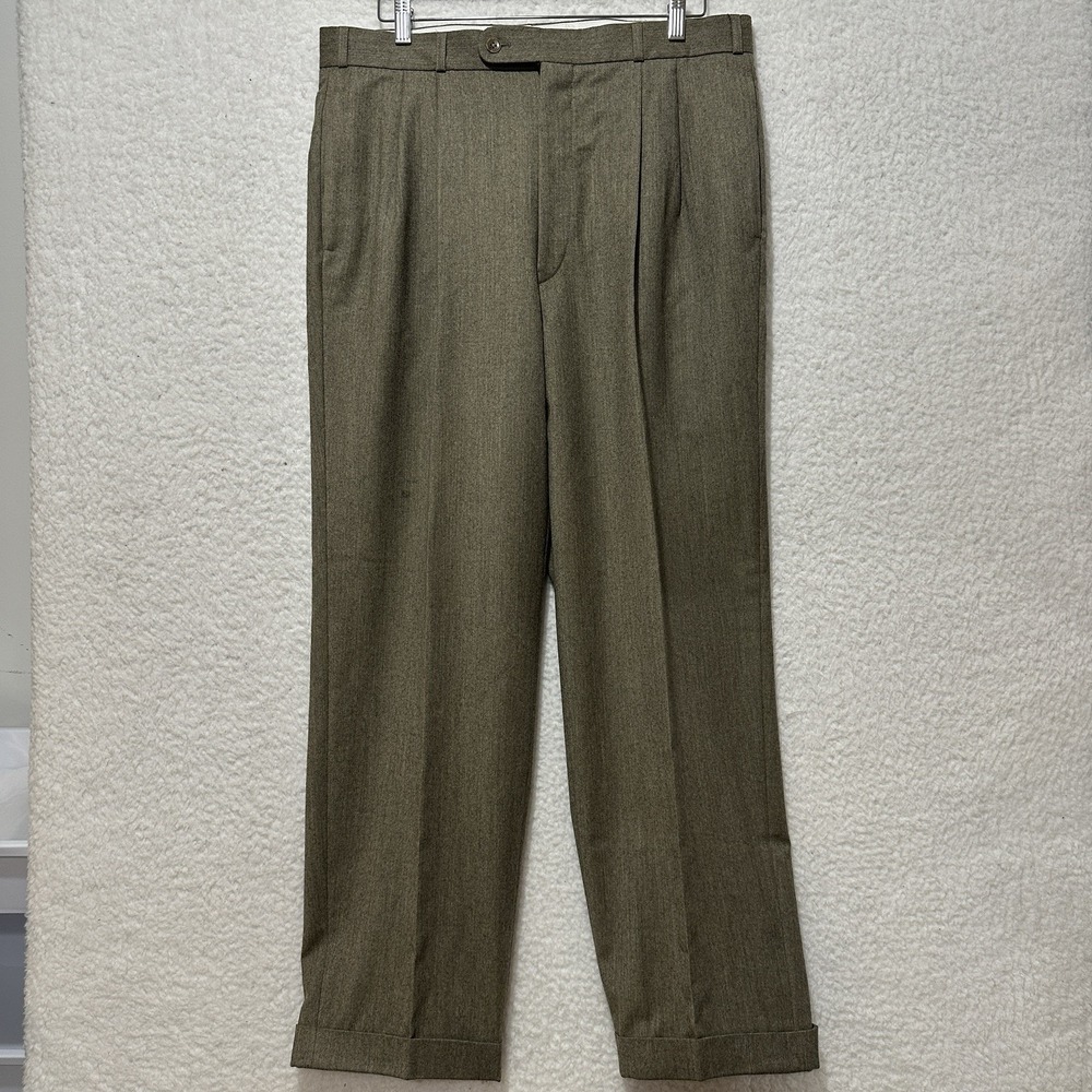 Atelier Torino Classic Light Green 90% New Wool 10% Cashmere Tapered Dress Pants